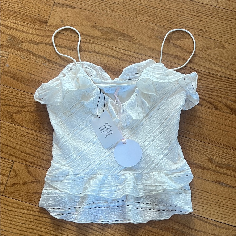 More to Come off White Lace Ruffled tiered Camisole Top small NWT